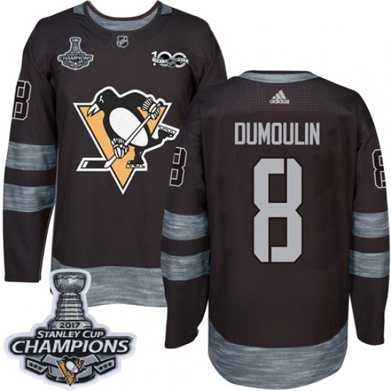 Men's Adidas Pittsburgh Penguins #8 Brian Dumoulin Authentic Black 1917-2017 100th Anniversary 2017 Stanley Cup Champions NHL Jersey - Ujersey