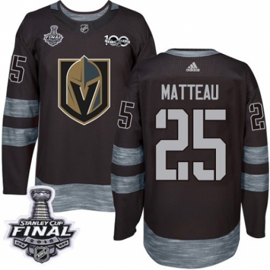 Men's Adidas Vegas Golden Knights #25 Stefan Matteau Authentic Black 1917-2017 100th Anniversary 2018 Stanley Cup Final NHL Jersey