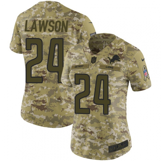 Women's Nike Detroit Lions #24 Nevin Lawson Limited Camo 2018 Salute to Service NFL Jersey - Ujersey