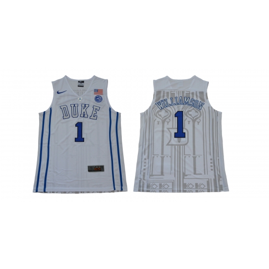 Duke Blue Devils #1 Zion Williamson White Basketball Stitched NCAA Jersey - Ujersey