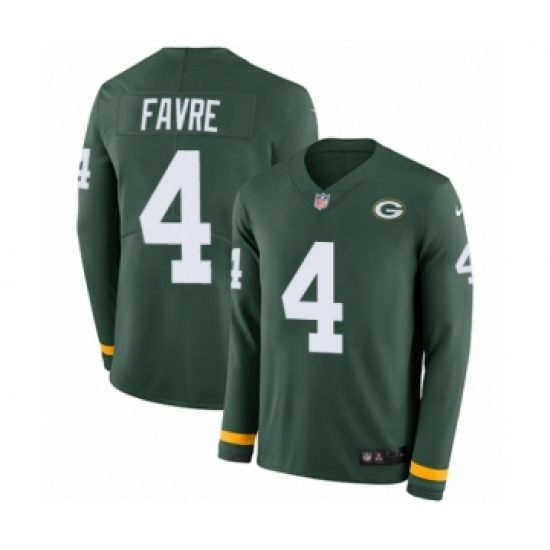 Men's Nike Green Bay Packers #4 Brett Favre Limited Green Therma Long Sleeve NFL Jersey - Ujersey