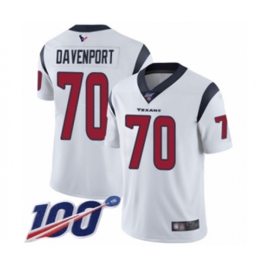 Men's Houston Texans #70 Julien Davenport White Vapor Untouchable Limited Player 100th Season Football Jersey - Ujersey