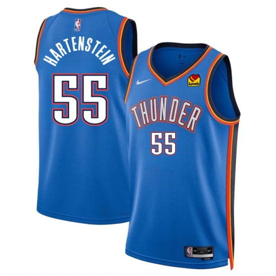 Men's Oklahoma City Thunder #55 Isaiah Hartenstein Blue Icon Edition Stitched Basketball Jersey - Ujersey