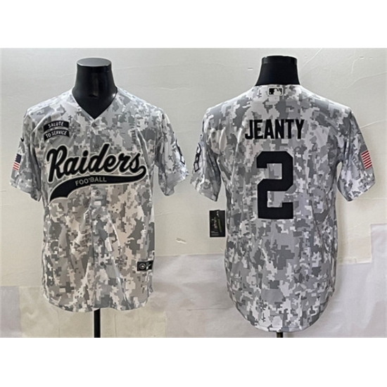 Men's Las Vegas Raiders #2 Ashton Jeanty 2024 Arctic Camo Salute to Service Stitched Baseball Jersey - Ujersey