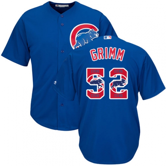 Men's Majestic Chicago Cubs #52 Justin Grimm Authentic Royal Blue Team Logo Fashion Cool Base MLB Jersey - Ujersey