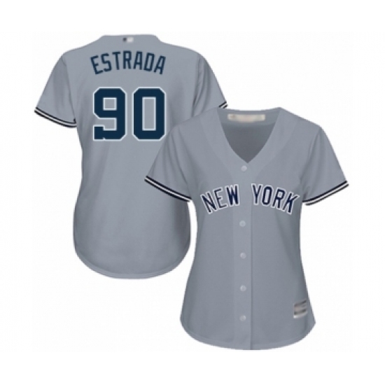 Women's New York Yankees #90 Thairo Estrada Authentic Grey Road Baseball Player Jersey - Ujersey
