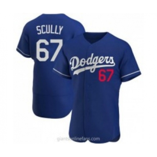 Men's Los Angeles Dodgers #67 Vin Scully Blue Stitched MLB Flex Base Nike Jersey - Ujersey