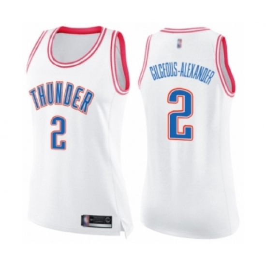 Women's Oklahoma City Thunder #2 Shai Gilgeous-Alexander Swingman White Pink Fashion Basketball Jersey - Ujersey