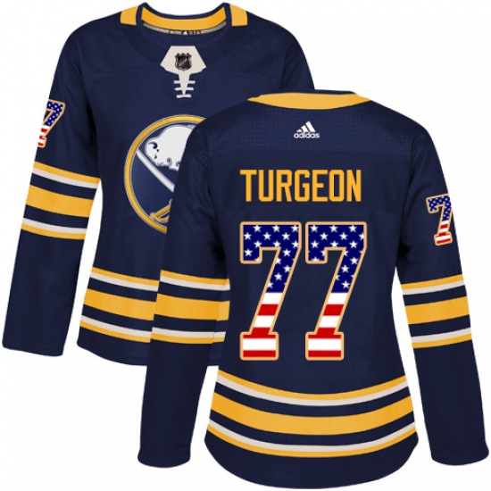 Women's Adidas Buffalo Sabres #77 Pierre Turgeon Authentic Navy Blue USA Flag Fashion NHL Jersey - Ujersey