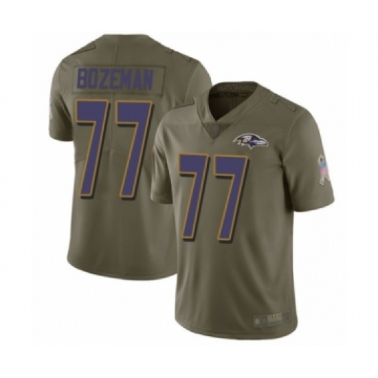 Youth Baltimore Ravens #77 Bradley Bozeman Limited Olive 2017 Salute to Service Football Jersey - Ujersey