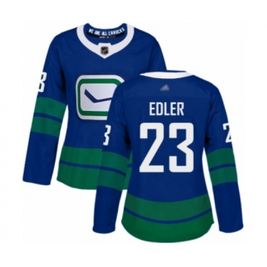 Women's Vancouver Canucks #23 Alexander Edler Authentic Royal Blue Alternate Hockey Jersey - Ujersey