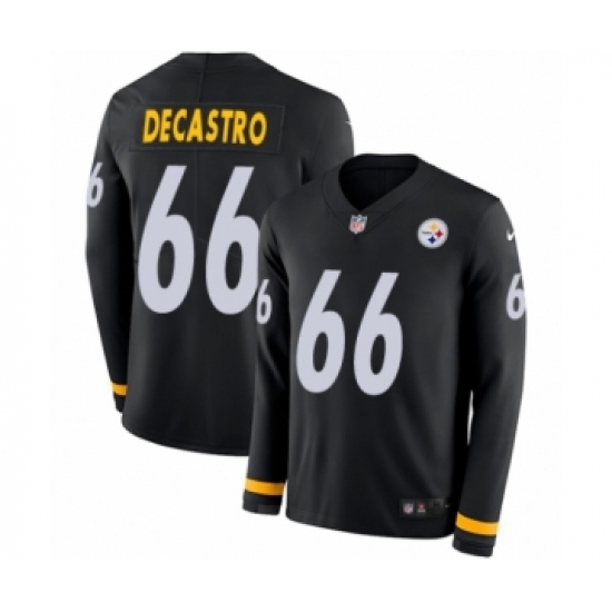 Men's Nike Pittsburgh Steelers #66 David DeCastro Limited Black Therma Long Sleeve NFL Jersey - Ujersey