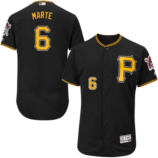 Men's Majestic Pittsburgh Pirates #6 Starling Marte Black Alternate Flex Base Authentic Collection MLB Jersey - Ujersey