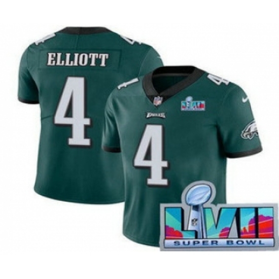 Men's Philadelphia Eagles #4 Jake Elliott Limited Green Super Bowl LVII Vapor Jersey - Ujersey
