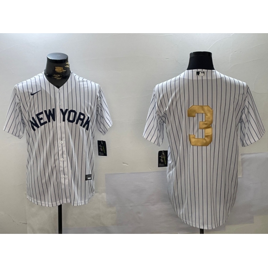 Men's New York Yankees #3 Babe Ruth White Pinstripe Without Name Fashion Cool Base Jersey - Ujersey