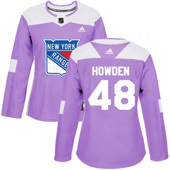 Women's Adidas New York Rangers #48 Brett Howden Authentic Purple Fights Cancer Practice NHL Jersey - Ujersey