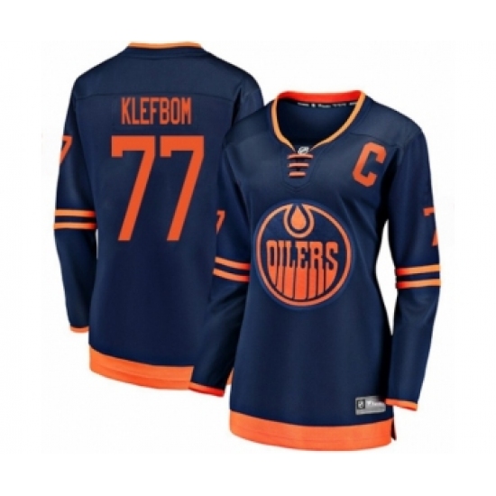 Women's Edmonton Oilers #77 Oscar Klefbom Authentic Navy Blue Alternate Fanatics Branded Breakaway Hockey Jersey - Ujersey