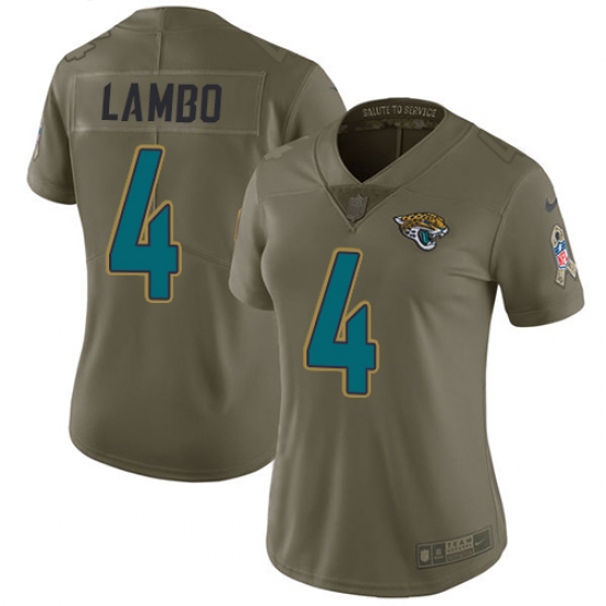 Women's Nike Jacksonville Jaguars #4 Josh Lambo Limited Olive 2017 Salute to Service NFL Jersey - Ujersey