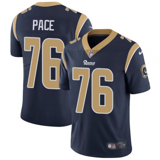 Men's Nike Los Angeles Rams #76 Orlando Pace Navy Blue Team Color Vapor Untouchable Limited Player NFL Jersey - Ujersey