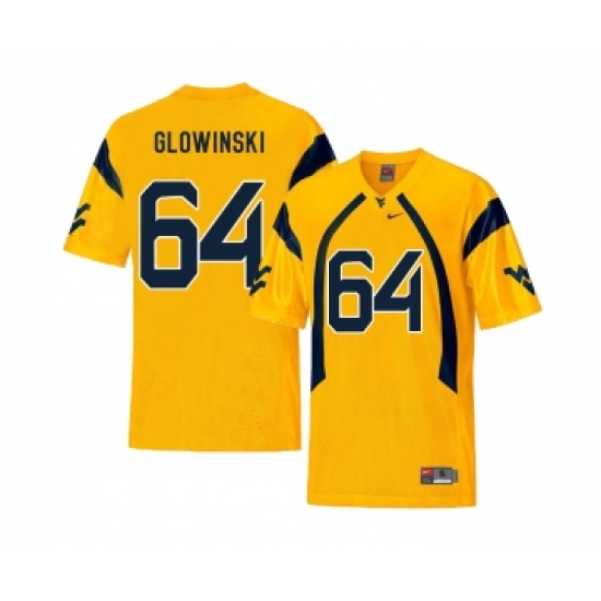 West Virginia Mountaineers 64 Mark Glowinski Gold College Football Jersey - Ujersey
