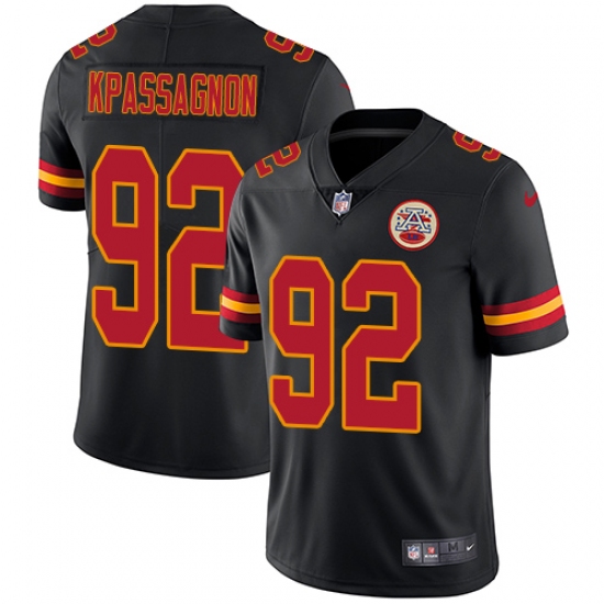 Youth Nike Kansas City Chiefs #92 Tanoh Kpassagnon Limited Black Rush Vapor Untouchable NFL Jersey - Ujersey