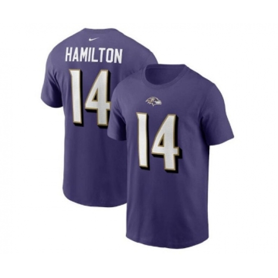Men's Baltimore Ravens #14 Kyle Hamilton 2022 Purple Name & Number T-Shirt - Ujersey