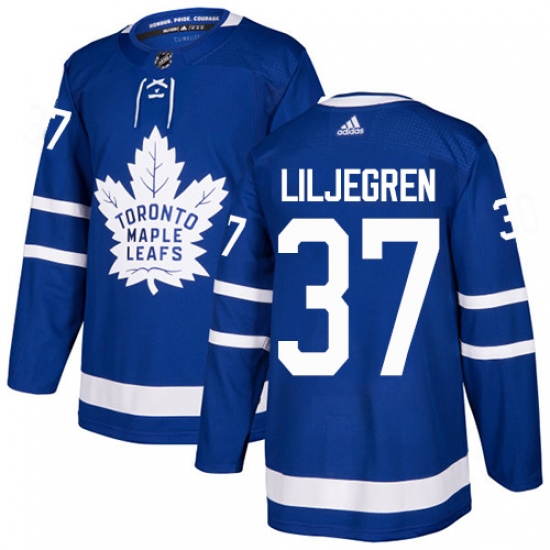 Men's Adidas Toronto Maple Leafs #37 Timothy Liljegren Authentic Royal Blue Home NHL Jersey - Ujersey
