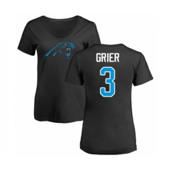 Football Women's Carolina Panthers #3 Will Grier Black Name & Number Logo Slim Fit T-Shirt - Ujersey