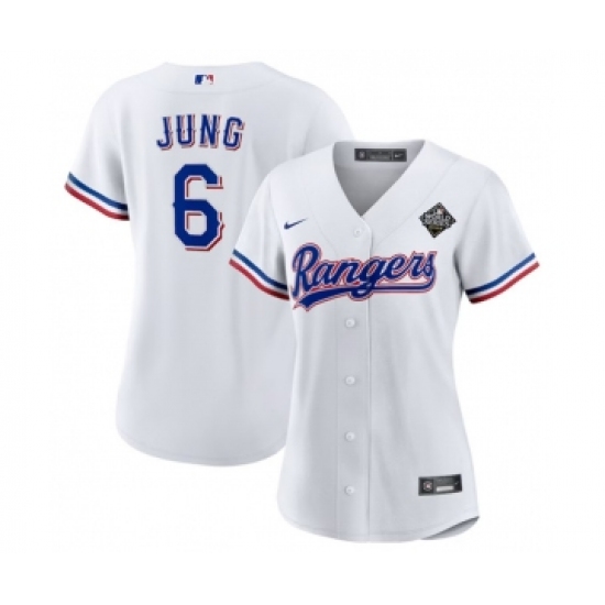 Women's Texas Rangers #6 Josh Jung White 2023 World Series Stitched Baseball Jersey - Ujersey