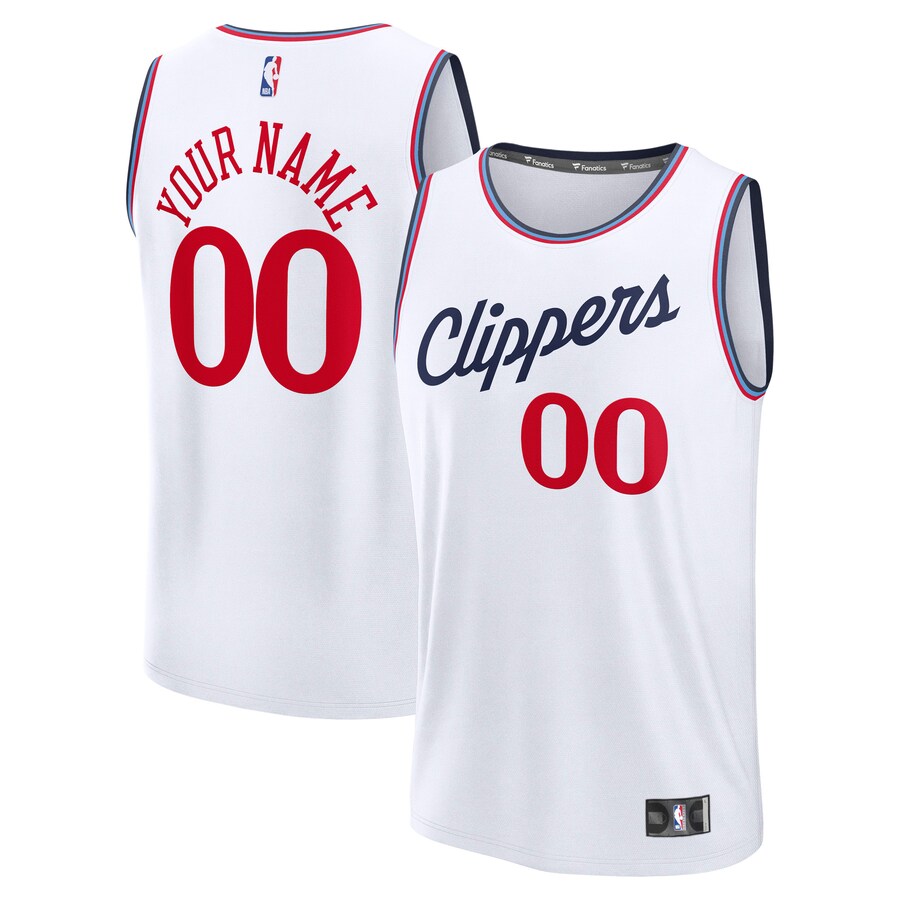 Men's LA Clippers Fanatics White Fast Break Custom Jersey - Association Edition - Ujersey
