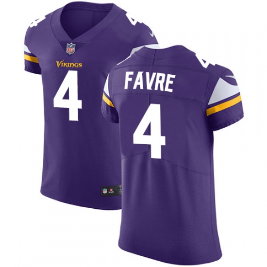 Men's Nike Minnesota Vikings #4 Brett Favre Purple Team Color Vapor Untouchable Elite Player NFL Jersey - Ujersey