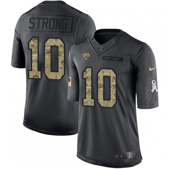 Men's Nike Jacksonville Jaguars #10 Jaelen Strong Limited Black 2016 Salute to Service NFL Jersey