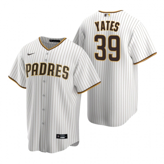Men's Nike San Diego Padres #39 Kirby Yates White Brown Home Stitched Baseball Jersey - Ujersey