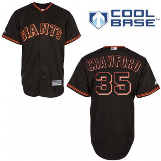 Men's Majestic San Francisco Giants #35 Brandon Crawford Replica Black New Cool Base MLB Jersey - Ujersey