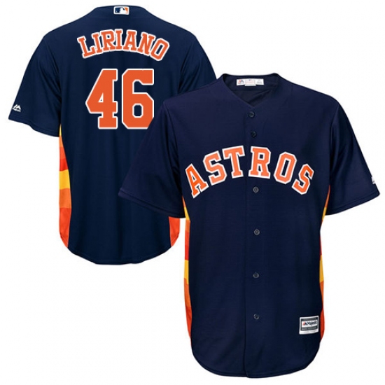 Youth Majestic Houston Astros #46 Francisco Liriano Replica Navy Blue Alternate Cool Base MLB Jersey - Ujersey