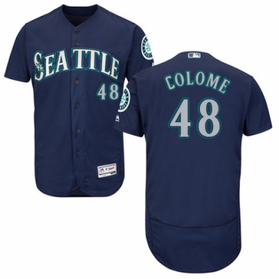 Men's Majestic Seattle Mariners #48 Alex Colome Navy Blue Alternate Flex Base Authentic Collection MLB Jersey - Ujersey