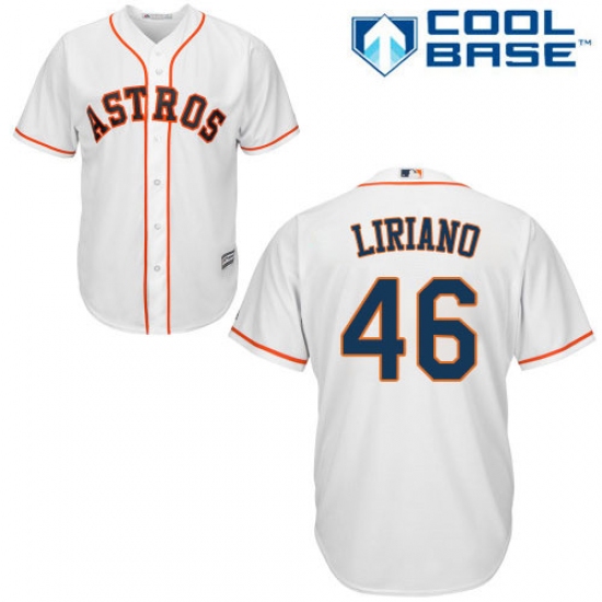 Youth Majestic Houston Astros #46 Francisco Liriano Replica White Home Cool Base MLB Jersey - Ujersey