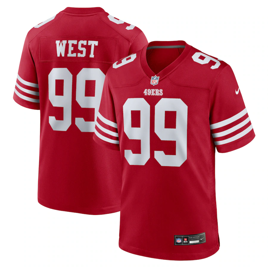 Men's San Francisco 49ers CJ West Nike Scarlet Team Game Jersey - Ujersey