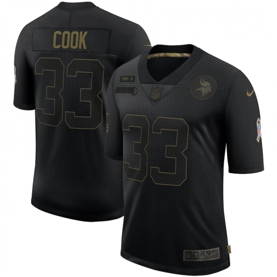 Men's Minnesota Vikings #33 Dalvin Cook Black Nike 2020 Salute To Service Limited Jersey - Ujersey