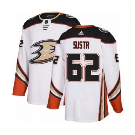 Men's Adidas Anaheim Ducks #62 Andrej Sustr Authentic White Away NHL Jersey - Ujersey