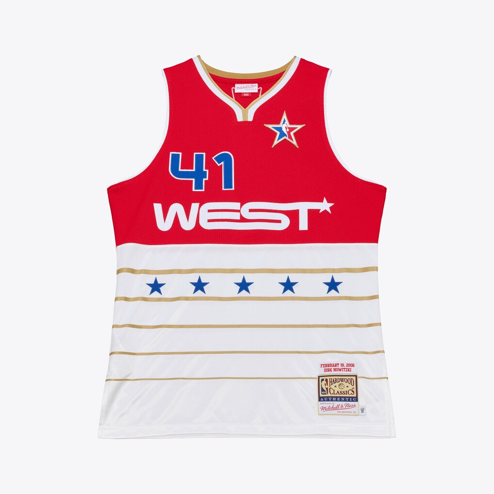 Men's 2006 NBA All-Star Game Dirk Nowitzki Mitchell & Ness Red/White Authentic Jersey - U-jersey