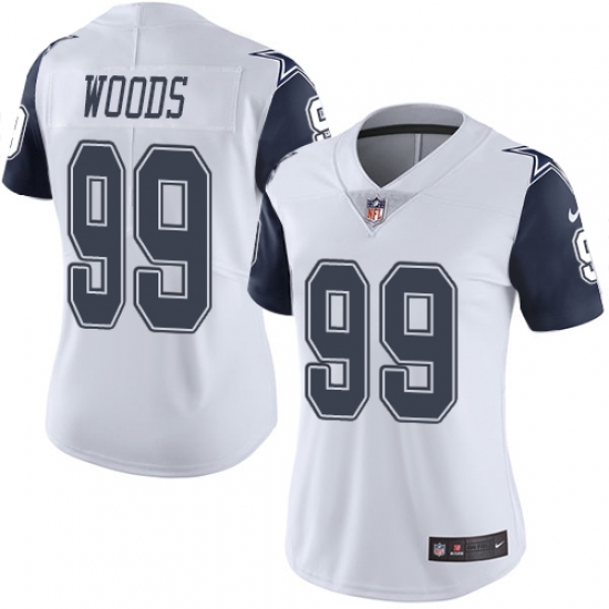 Women's Nike Dallas Cowboys #99 Antwaun Woods Limited White Rush Vapor Untouchable NFL Jersey - Ujersey