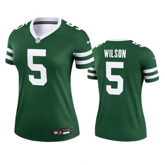 Women's New York Jets #5 Garrett Wilson Green 2024 Football Stitched Jersey(Run Small) - Ujersey