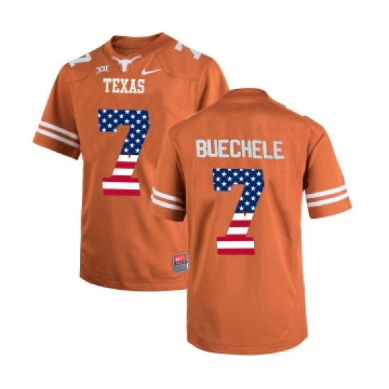 Texas Longhorns 7 Shane Buechele Orange USA Flag College Football Limited Jersey - Ujersey