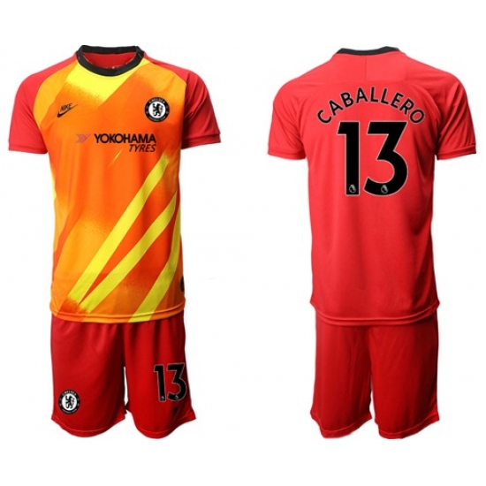 Chelsea #13 Caballero Red Goalkeeper Soccer Club Jersey