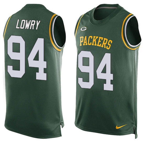 Men's Nike Green Bay Packers #94 Dean Lowry Limited Green Player Name & Number Tank Top NFL Jersey - Ujersey
