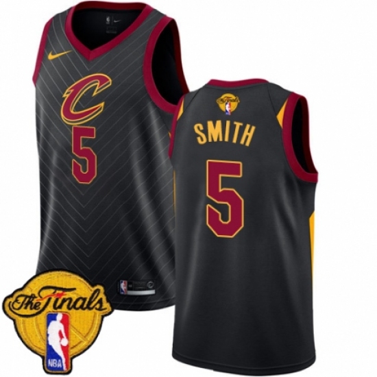 Men's Nike Cleveland Cavaliers #5 J.R. Smith Authentic Black 2018 NBA Finals Bound NBA Jersey Statement Edition - Ujersey