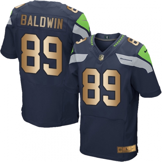 Men's Nike Seattle Seahawks #89 Doug Baldwin Elite Navy/Gold Team Color NFL Jersey - Ujersey