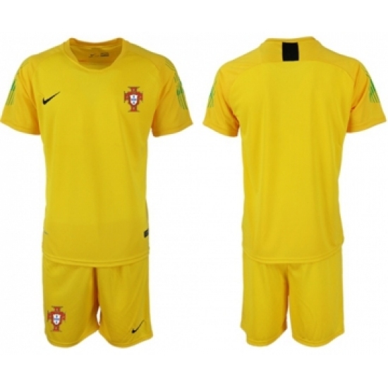 Portugal Blank Yellow Goalkeeper Soccer Country Jersey