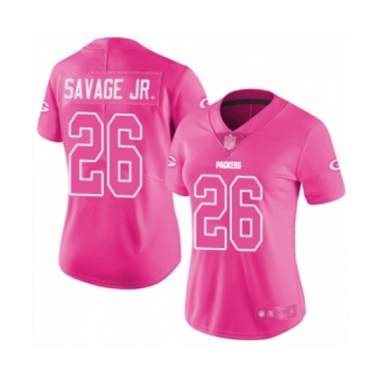 Women's Green Bay Packers #26 Darnell Savage Jr. Limited Pink Rush Fashion Football Jersey - Ujersey